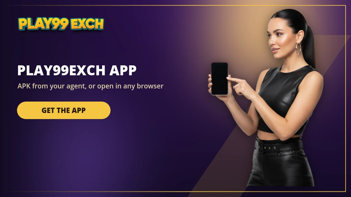 Play99Exch app banner showing the APK from an agent and the browser panel as the two mobile options
