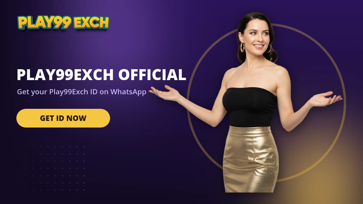 Play99Exch official panel banner showing the Get ID call to action for a new Play99Exch ID on WhatsApp